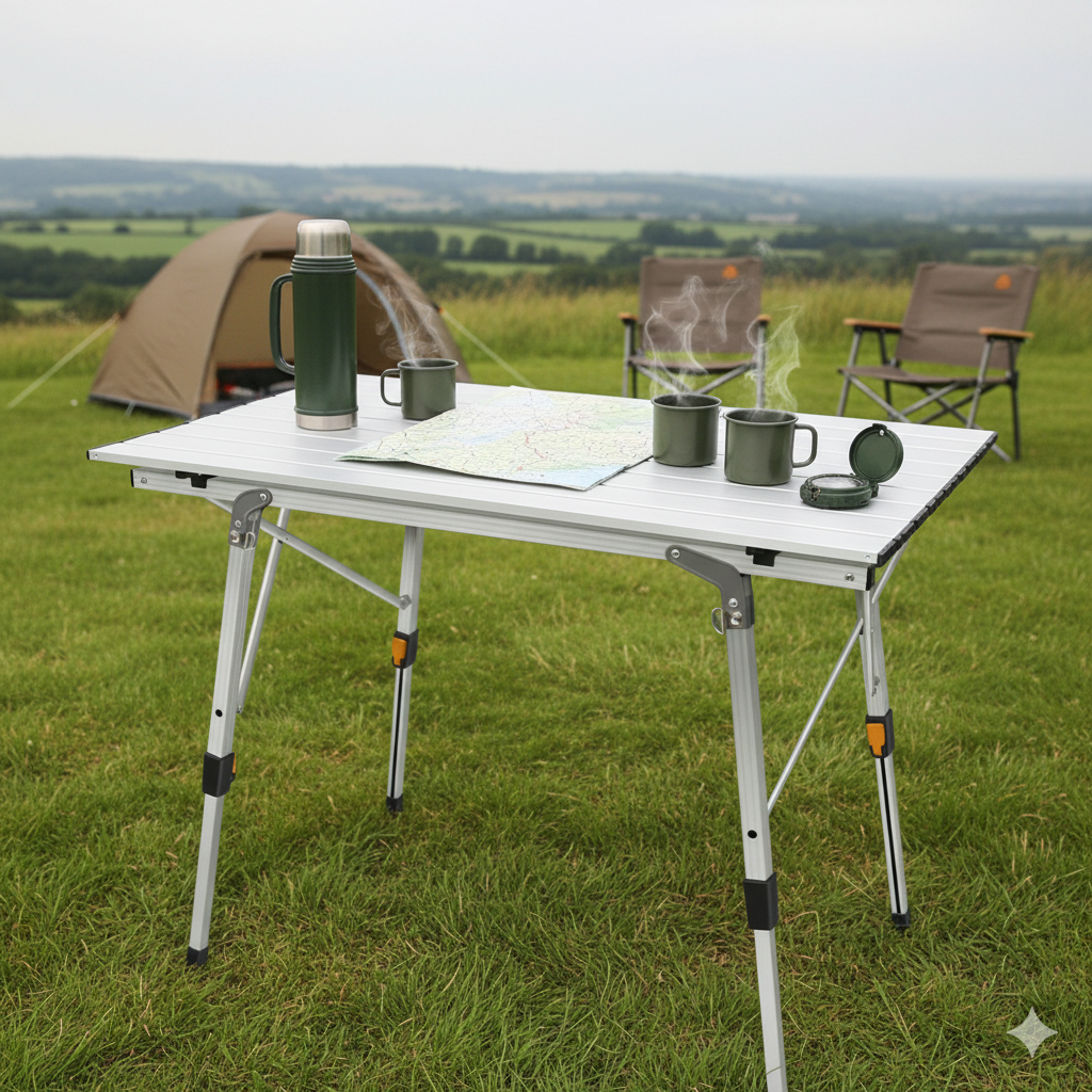 Adjustable Folding Aluminium Camping Table – Lightweight & Portable 90×52cm